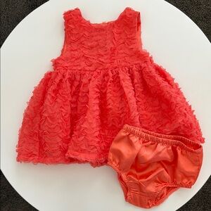Cat and Jack Coral Ruffle Dress and Bloomers Set 6-9M